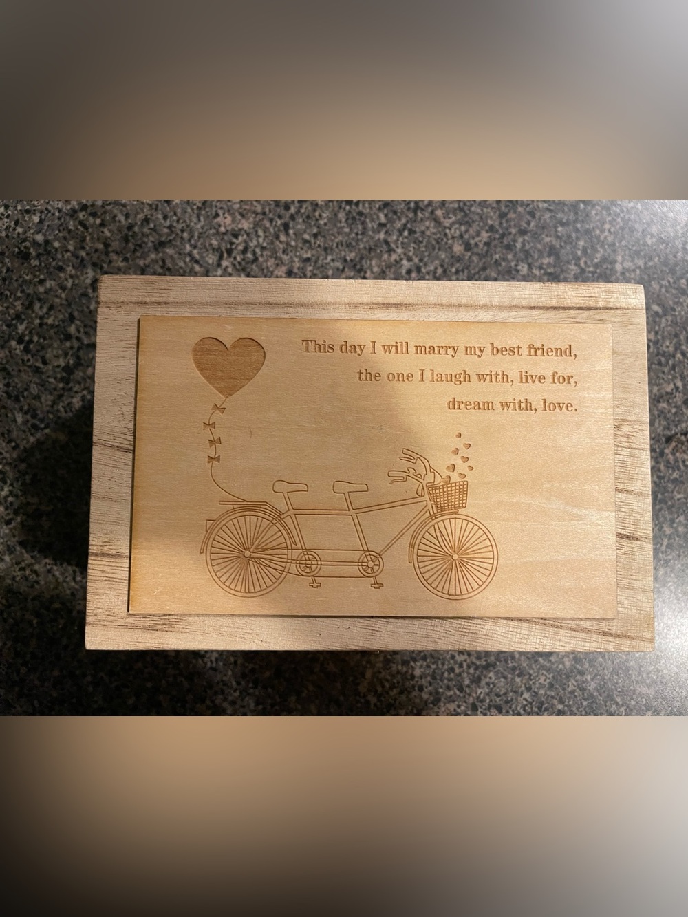 Rustic Wooden Wedding Keepsake Box – "Marry My Best Friend" Engraved